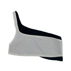 Proenza Schouler Swim Size M Layered One Shoulder Bikini Top White Black